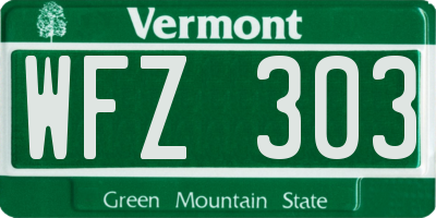 VT license plate WFZ303