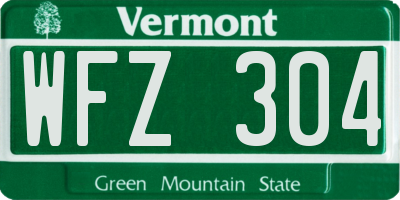VT license plate WFZ304