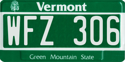 VT license plate WFZ306