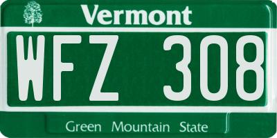 VT license plate WFZ308