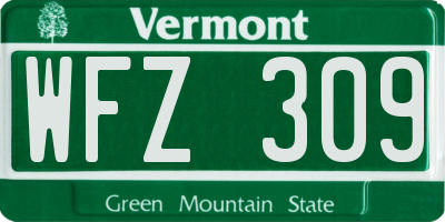 VT license plate WFZ309