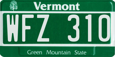 VT license plate WFZ310