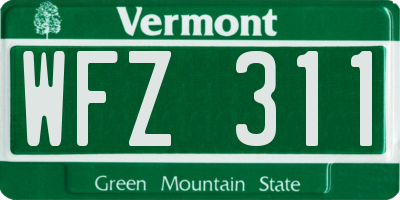 VT license plate WFZ311