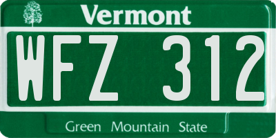 VT license plate WFZ312