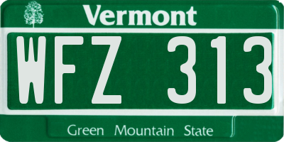 VT license plate WFZ313