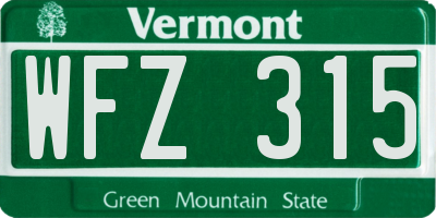 VT license plate WFZ315