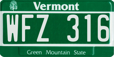VT license plate WFZ316