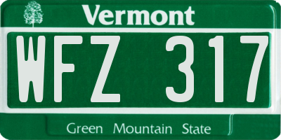 VT license plate WFZ317
