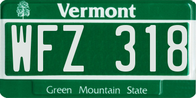 VT license plate WFZ318
