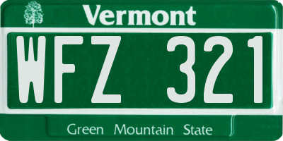 VT license plate WFZ321