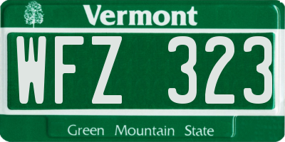 VT license plate WFZ323
