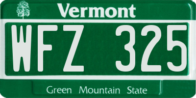 VT license plate WFZ325