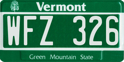 VT license plate WFZ326