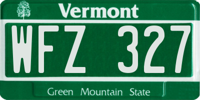 VT license plate WFZ327