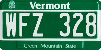 VT license plate WFZ328