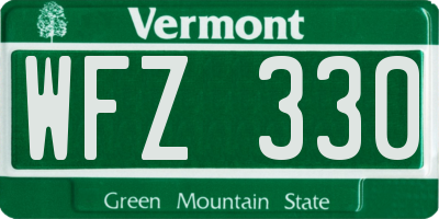 VT license plate WFZ330