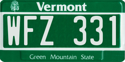 VT license plate WFZ331