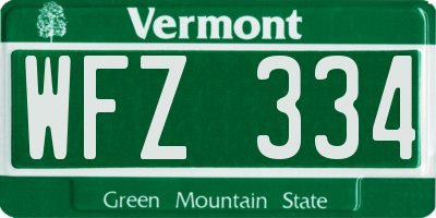 VT license plate WFZ334