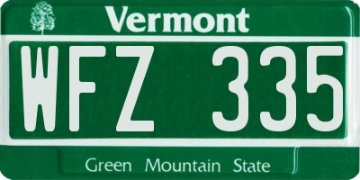 VT license plate WFZ335