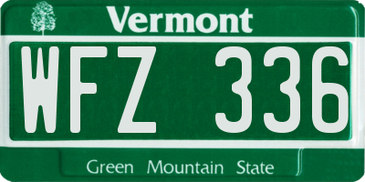 VT license plate WFZ336