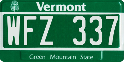 VT license plate WFZ337