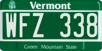 VT license plate WFZ338