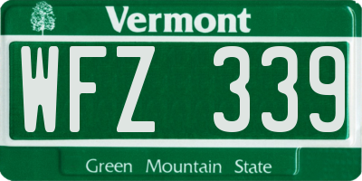 VT license plate WFZ339