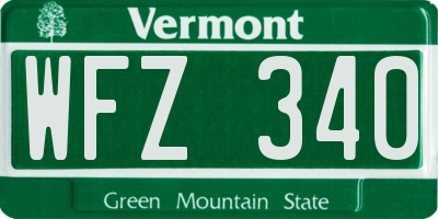 VT license plate WFZ340