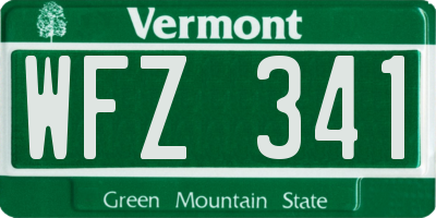 VT license plate WFZ341