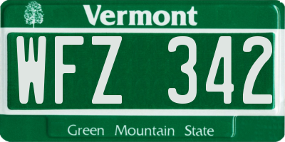 VT license plate WFZ342