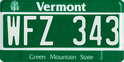 VT license plate WFZ343