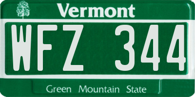 VT license plate WFZ344