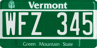 VT license plate WFZ345