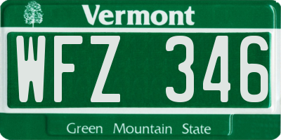VT license plate WFZ346