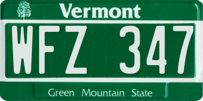 VT license plate WFZ347