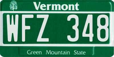 VT license plate WFZ348