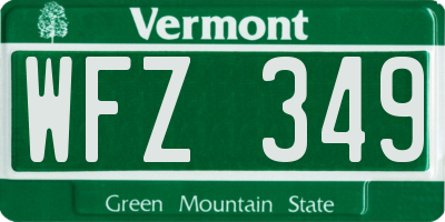 VT license plate WFZ349