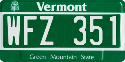 VT license plate WFZ351