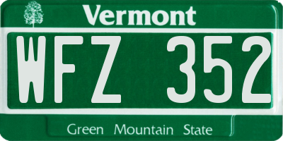 VT license plate WFZ352