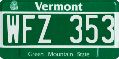 VT license plate WFZ353