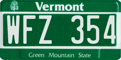 VT license plate WFZ354