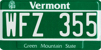 VT license plate WFZ355