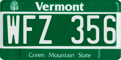 VT license plate WFZ356