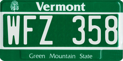 VT license plate WFZ358