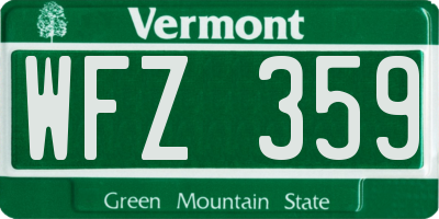 VT license plate WFZ359