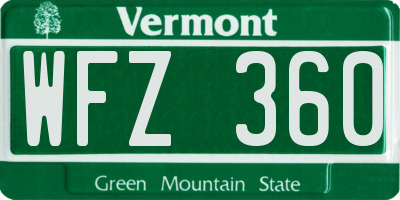 VT license plate WFZ360