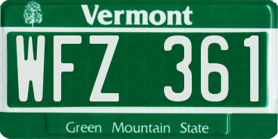 VT license plate WFZ361