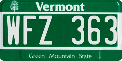 VT license plate WFZ363