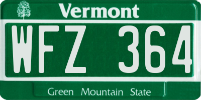 VT license plate WFZ364