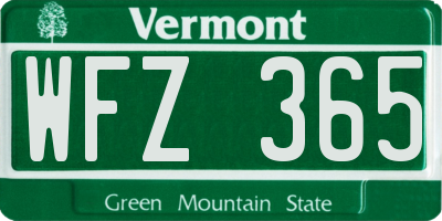 VT license plate WFZ365